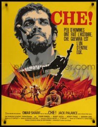 1p845 CHE French 23x30 '69 cool different Grinsson art of Omar Sharif as Guevara!