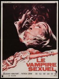 1p872 HORRIBLE SEXY VAMPIRE French 23x31 '72 wild completely different gruesome horror art!