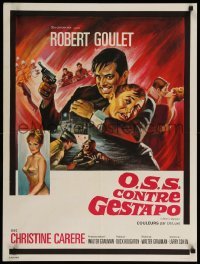 1p875 I DEAL IN DANGER French 24x32 '67 Boris Grinsson art of singer Robert Goulet as a spy!