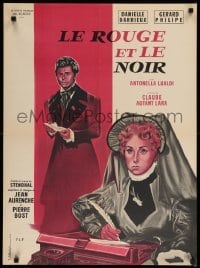 1p913 RED & THE BLACK French 22x30 '56 Le rouge et le nour, Bedrich Lipensky art!