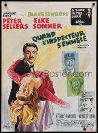 1p923 SHOT IN THE DARK French 23x31 '65 wacky Grinsson art of Peter Sellers & sexy Elke Sommer!