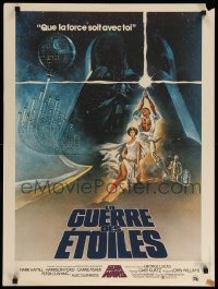 1p928 STAR WARS French 24x32 '77 George Lucas classic sci-fi epic, great art by Tom Jung!