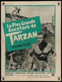 1p932 TARZAN'S GREATEST ADVENTURE French 24x32 '59 cool different montage of Gordon Scott!