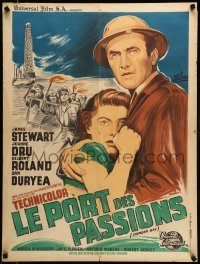 1p937 THUNDER BAY French 24x32 '54 Anthony Mann, Reynold Brown art of James Stewart & Joanne Dru!