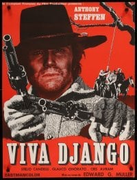 1p945 VIVA DJANGO French 23x30 '71 spaghetti western art of Anthony Steffen as Django!