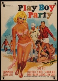 1p949 WEEKEND WIVES French 23x32 '66 sexy Jean Mascii art of Italian beach Play Boy Party!