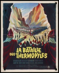 1p959 300 SPARTANS French 18x22 '63 Grinsson art of the mighty battle of Thermopylae!