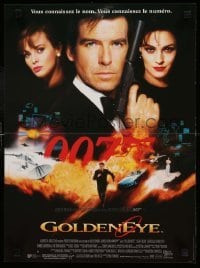 1p972 GOLDENEYE French 16x22 '95 Pierce Brosnan as secret agent James Bond 007, cool montage!