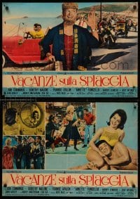 1p632 BEACH PARTY set of 3 Italian 18x26 pbustas '64 Frankie Avalon & Annette Funicello!