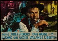 1p588 MAN WHO SHOT LIBERTY VALANCE Italian 19x27 pbusta '63 Lee Marvin & James Stewart, John Ford!