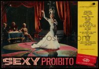 1p591 MOST PROHIBITED SEX Italian 18x26 pbusta '63 great Symeoni art of sexy dancer in great dress