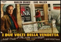 1p595 ONE EYED JACKS Italian 18x26 pbusta R70s cowboy star & director Marlon Brando, injured guy!