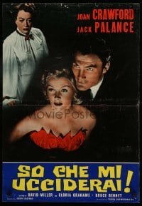 1p612 SUDDEN FEAR Italian 18x26 pbusta R61 Joan Crawford, Gloria Grahame & Jack Palance!