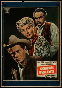 1p616 VIOLENT MEN Italian 19x26 pbusta '55 Glenn Ford, Barbara Stanwyck & Edward G. Robinson!