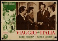 1p668 STRANGERS Italian 14x20 pbusta '53 Ingrid Bergman, George Sanders, Roberto Rossellini!