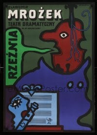 1p291 RZEZNIA stage play Polish 25x35 '70s wild artwork by Jan Mlodozeniec!