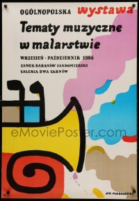 1p302 TEMATY MUZYCZNE W MALARSTWIE exhibition Polish 27x39 '86 musical artwork by Jan Mlodozeniec!