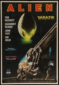 1p376 ALIEN Turkish '81 Ridley Scott sci-fi monster classic, cool different art by Omer Muz!