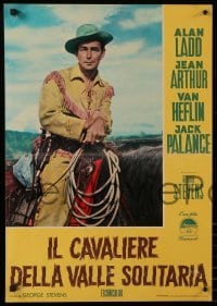 1p628 SHANE set of 2 Italian 19x27 pbustas R61 classic western, Alan Ladd, Jean Arthur, Van Heflin!