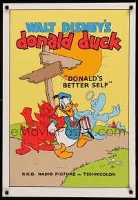 1r069 DONALD'S BETTER SELF 21x31 art print '70s-80s art of Donald Duck - angel and devil!