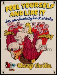 1r046 GILBERT SHELTON 24x32 advertising poster '70s feel yourself & like it in a kuddly knit shirt