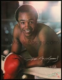 1r059 SUGAR RAY LEONARD 2-sided 19x25 advertising poster '81 cool boxing close up + others!