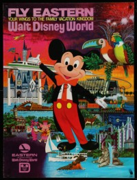 1r010 WALT DISNEY WORLD 30x40 travel poster '70s Fly Eastern, wonderful art of the theme park!