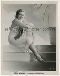 1s504 JOAN BLONDELL 8x10.25 still '34 full-length smiling in pretty dress with her arms crossed!