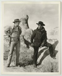 1s544 LAW & JAKE WADE deluxe 8.25x10 still '58 friends Robert Taylor & Richard Widmark, now enemies!