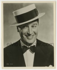 1s616 MAURICE CHEVALIER 8.25x10 still '30s youthful smiling portrait in his trademark skimmer hat!