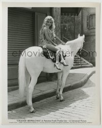 1s850 STRANGE BEDFELLOWS 8.25x10.25 still '65 sexy naked blonde Gina Lollobrigida sitting on horse!