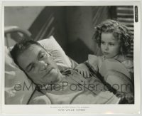 1s952 WEE WILLIE WINKIE 8.25x10 still '37 Shirley Temple looks worried at Victor McLaglen in bed!