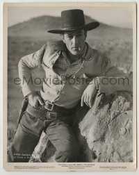 1s958 WESTERNER 8x10.25 still '40 best portrait of smoking cowboy Gary Cooper leaning on rock!