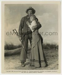 1s970 WINCHESTER '73 8.25x10 still '50 James Stewart holding Shelley Winters & title rifle!