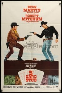 1t008 5 CARD STUD 1sh '68 Dean Martin & Robert Mitchum play poker & point guns at each other!