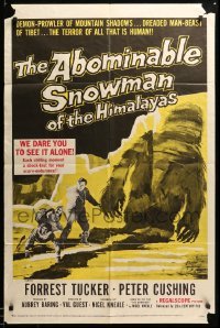 1t016 ABOMINABLE SNOWMAN OF THE HIMALAYAS 1sh '57 Peter Cushing, the dreaded man-beast of Tibet!