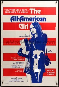 1t026 ALL AMERICAN GIRL 1sh '72 Peggy Church, patriotic art of sexy neighbor!