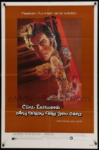 1t046 ANY WHICH WAY YOU CAN int'l 1sh '80 cool artwork of Clint Eastwood & Clyde by Bob Peak!