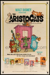 1t053 ARISTOCATS 1sh '71 Walt Disney feline jazz musical cartoon, great colorful art!