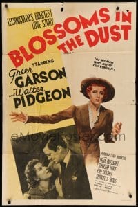 1t119 BLOSSOMS IN THE DUST style D 1sh '41 romantic c/u of Greer Garson & Walter Pidgeon!