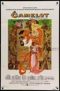 1t155 CAMELOT 1sh R73 Richard Harris as King Arthur, Redgrave as Guenevere, art by Bob Peak!