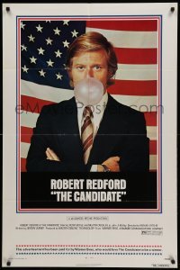 1t157 CANDIDATE 1sh '72 great image of candidate Robert Redford blowing a bubble!