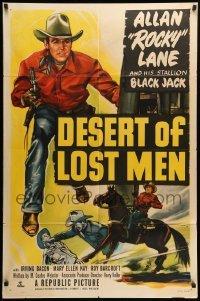 1t223 DESERT OF LOST MEN 1sh '51 cowboy Allan Rocky Lane & his stallion Black Jack!