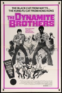 1t247 DYNAMITE BROTHERS 1sh '73 blaxploitation, Kung Fu Cat from Hong Kong & Black Cat from Watts!