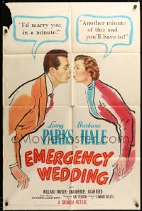 1t263 EMERGENCY WEDDING 1sh '50 Larry Parks would marry Barbara Hale in a minute!