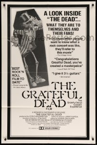 1t347 GRATEFUL DEAD MOVIE 1sh '77 Jerry Garcia, cool art of iconic skeleton!
