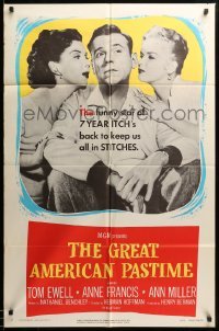1t350 GREAT AMERICAN PASTIME 1sh '56 baseball, Tom Ewell between Anne Francis & sexy Ann Miller!