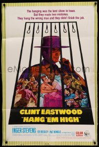 1t360 HANG 'EM HIGH 25x38 1sh '68 Clint Eastwood, they hung the wrong man & didn't finish the job!