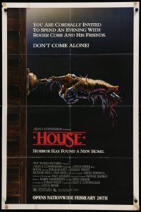 1t410 HOUSE advance 1sh '86 Bill Morrison art of severed hand ringing doorbell, don't come alone!
