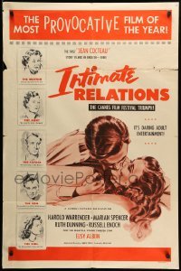 1t434 INTIMATE RELATIONS 1sh '53 the most provocative film, Jean Cocteau, English!